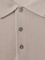Reiss Washed Stone Trafford Merino Wool Polo Shirt - Image 6 of 6