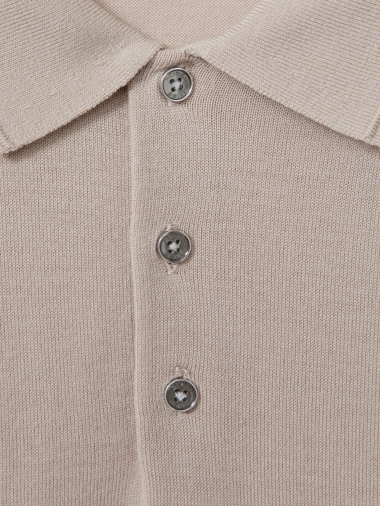 Reiss Washed Stone Trafford Merino Wool Polo Shirt - Image 6 of 6