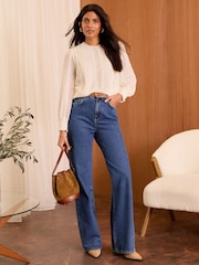 Love & Roses Cream Petite Lace Crew Neck Blouse - Image 3 of 4