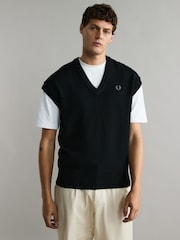 Fred Perry Schwarzer Pullunder aus Lammwolle - Bild 1 von 4