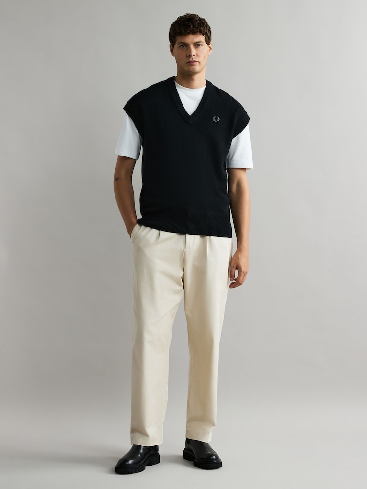 Fred Perry Lambswool Tank Sleeveless Black Jumper - Image 3 of 4