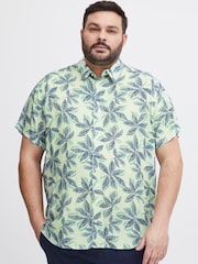 Blend Blue/Green Leaf Printed Short Sleeve Shirt - Image 1 of 5