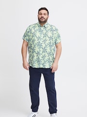 Blend Blue/Green Leaf Printed Short Sleeve Shirt - Image 4 of 5