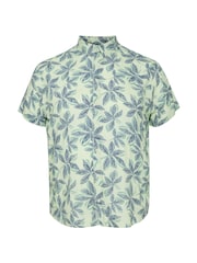 Blend Blue/Green Leaf Printed Short Sleeve Shirt - Image 5 of 5