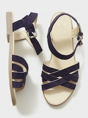 Crew Clothing Blue Multi Strap Flat Sandals - Image 3 of 5