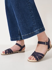 Crew Clothing Blue Multi Strap Flat Sandals - Image 4 of 5