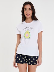 Threadbare White 100% Cotton Pyjama Shorts Set - Image 1 of 4