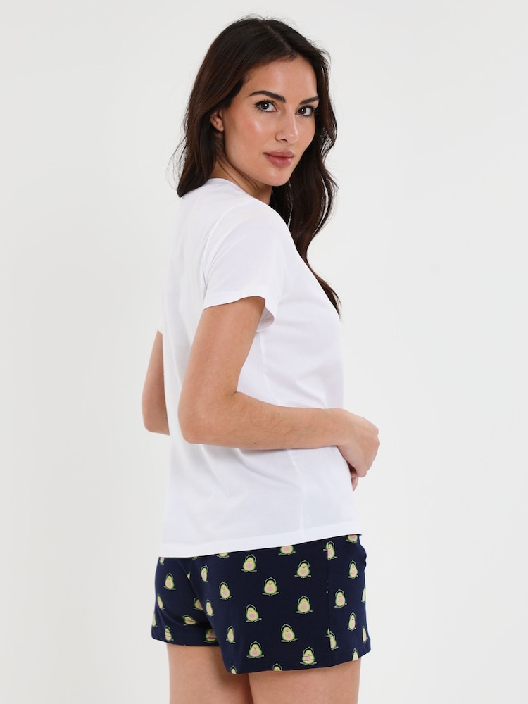 Threadbare White 100% Cotton Pyjama Shorts Set - Image 2 of 4