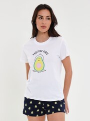 Threadbare White 100% Cotton Pyjama Shorts Set - Image 3 of 4