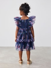 Baker by Ted Baker Floral Crinkle Mesh Frill Dress - Image 3 of 9