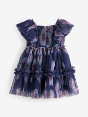 Baker by Ted Baker Floral Crinkle Mesh Frill Dress - Image 7 of 9