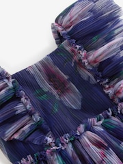 Baker by Ted Baker Floral Crinkle Mesh Frill Dress - Image 8 of 9