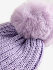 Purple Rib Pom Beanie Hat (3mths-16yrs) - Image 3 of 4