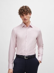 BOSS Pink Slim-Fit Shirt In Printed Stretch-Cotton Dobby - Image 1 of 6