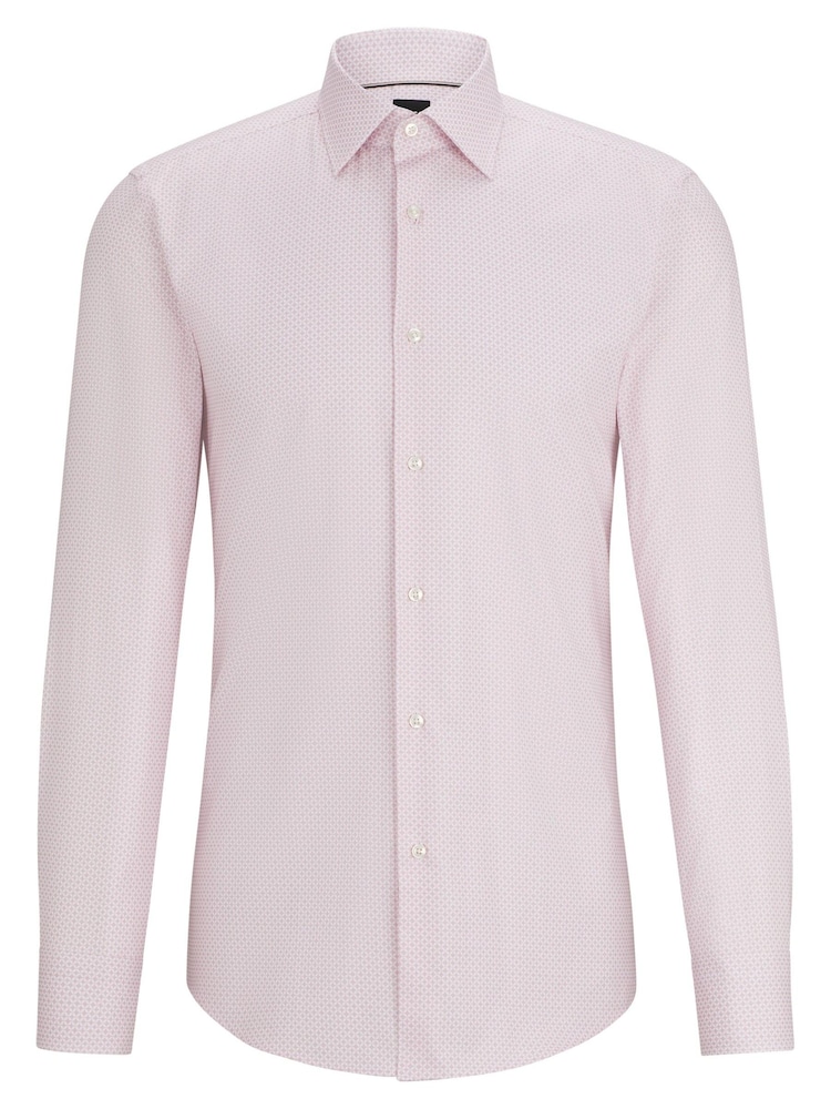 BOSS Pink Slim-Fit Shirt In Printed Stretch-Cotton Dobby - Image 6 of 6 BOSS Pink Slim-Fit Shirt In Printed Stretch-Cotton Dobby - Image 6 of 6