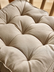 Natural Linen Look Padded 100% Cotton Dining Chair Seat Cushions - Image 3 of 3