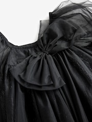 Black Bow Detail Sparkle Mesh Dress (3-16yrs) - Image 7 of 8