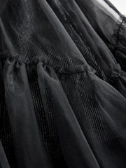 Black Bow Detail Sparkle Mesh Dress (3-16yrs) - Image 8 of 8