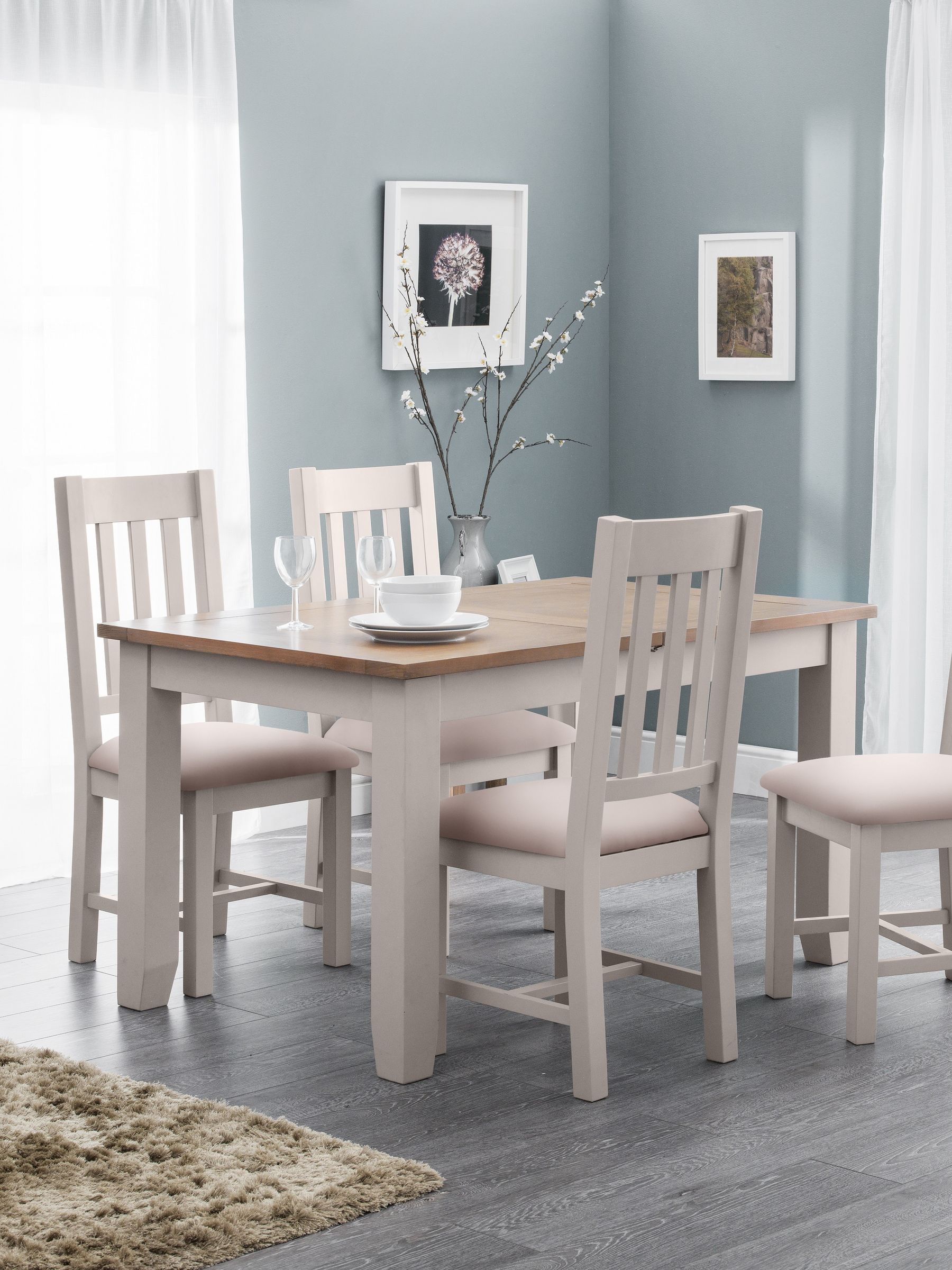 Julian Bowen Unisex Light Grey Richmond Rectangular Extending 4-6 Seater Dining Table In Size 4 - Image 5