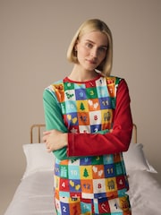 Little Bird by Jools Oliver Multi Adult Colourful Christmas Advent Calendar 100% Cotton Pyjamas - Image 3 of 10