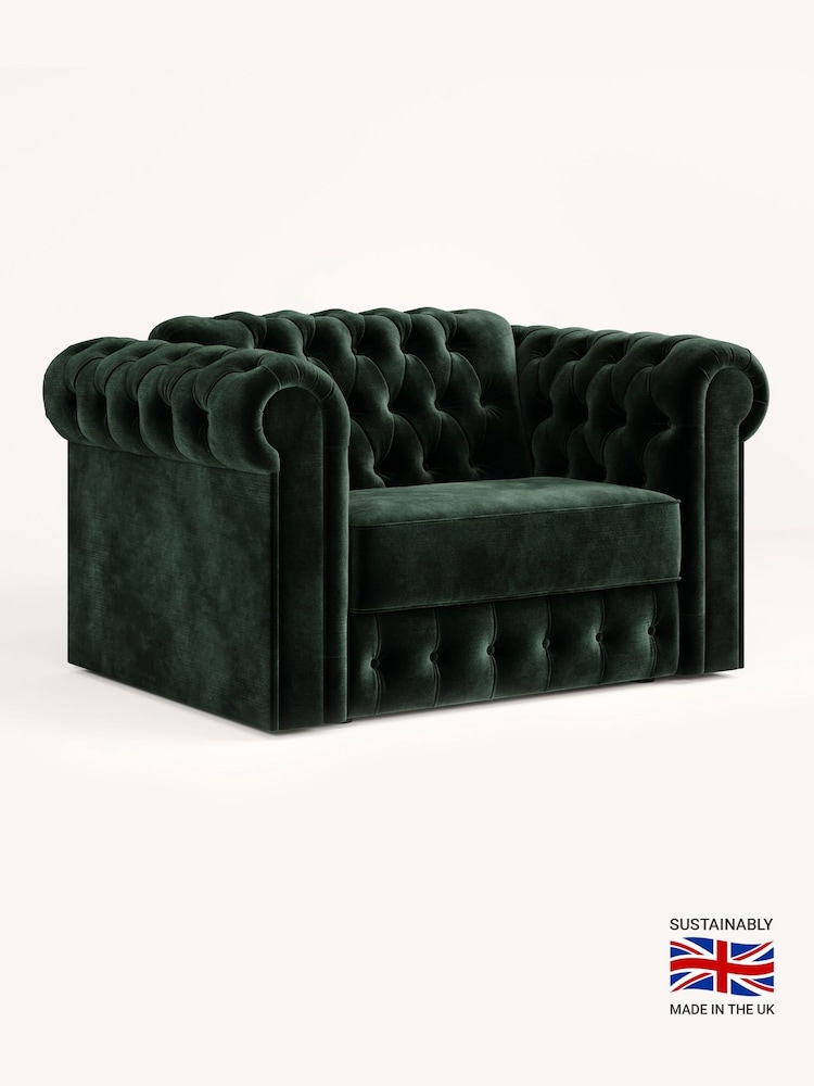 Jay-Be Luxe Velvet Bottle Green Chesterfield Snuggle Sofa Bed - Image 2 of 6