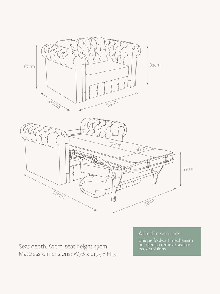 Jay-Be Luxe Velvet Bottle Green Chesterfield Snuggle Sofa Bed - Image 6 of 6