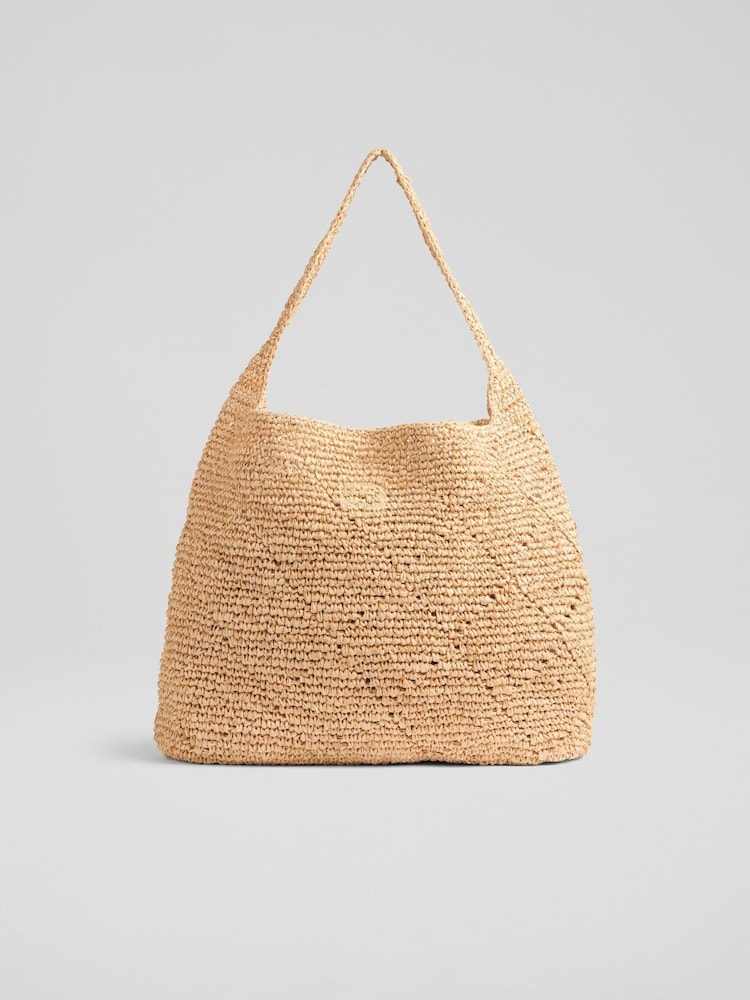 LK Bennett Natural Amiri Slouchy Raffia Shoulder Bag - Image 1 of 3