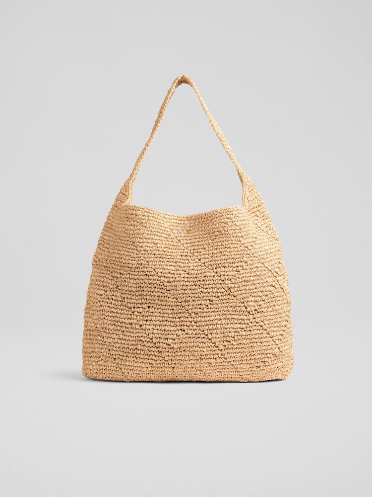 LK Bennett Natural Amiri Slouchy Raffia Shoulder Bag - Image 2 of 3