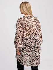 Natural - Yours Curve Leopard Print Wrap Front Blouse - Image 3 of 5