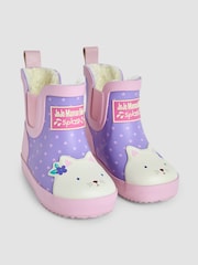 JoJo Maman Bébé Pink Cosy Lined Cat Ankle Wellies - Image 1 of 3