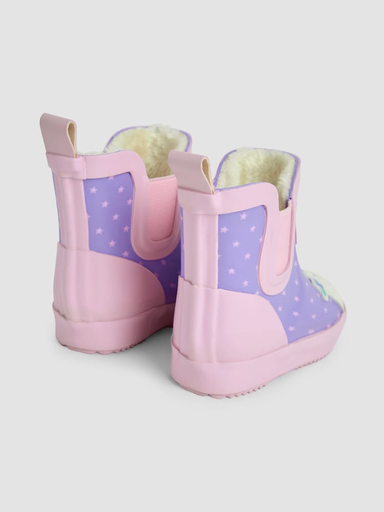 JoJo Maman Bébé Pink Cosy Lined Cat Ankle Wellies - Image 2 of 3