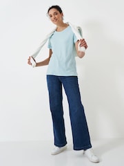 Crew Clothing Light Green Perfect Slub 100% Cotton T-Shirt - Image 3 of 5