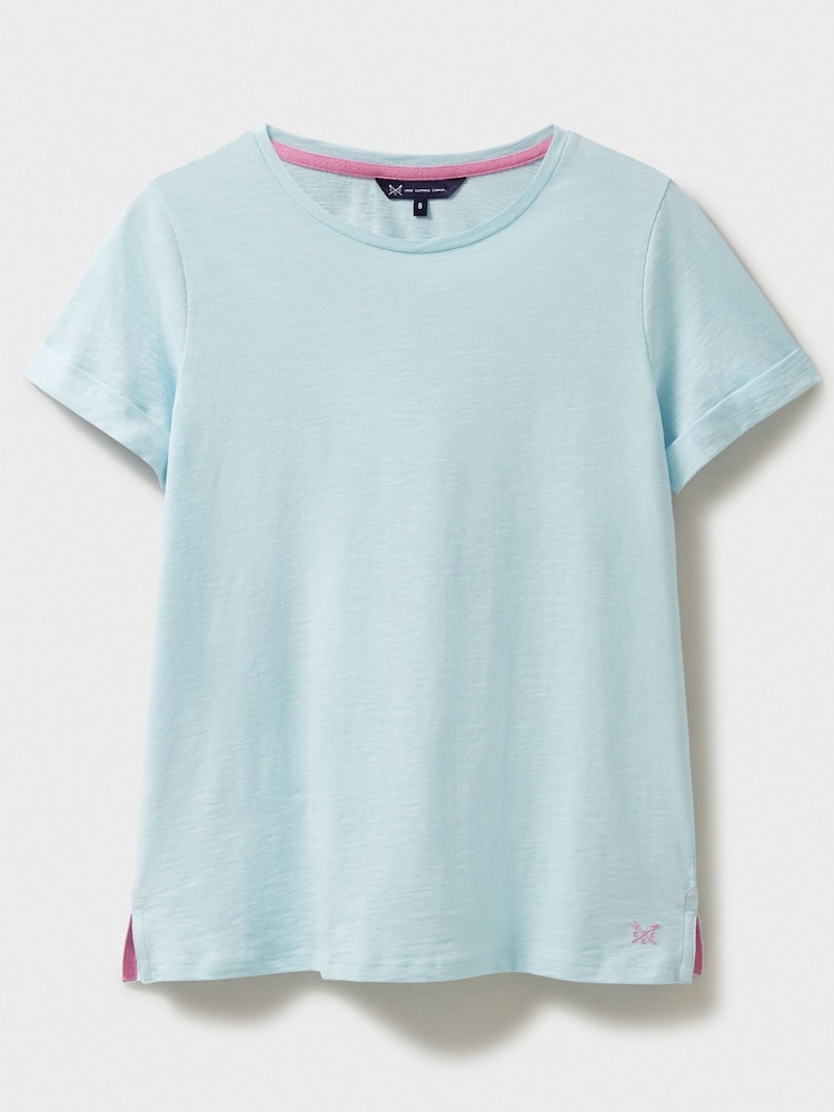 Crew Clothing Light Green Perfect Slub 100% Cotton T-Shirt - Image 5 of 5