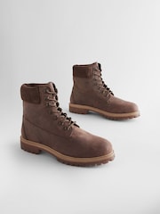 Brown Leather Lace-Up Boots - Image 1 of 6