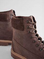Brown Leather Lace-Up Boots - Image 4 of 6