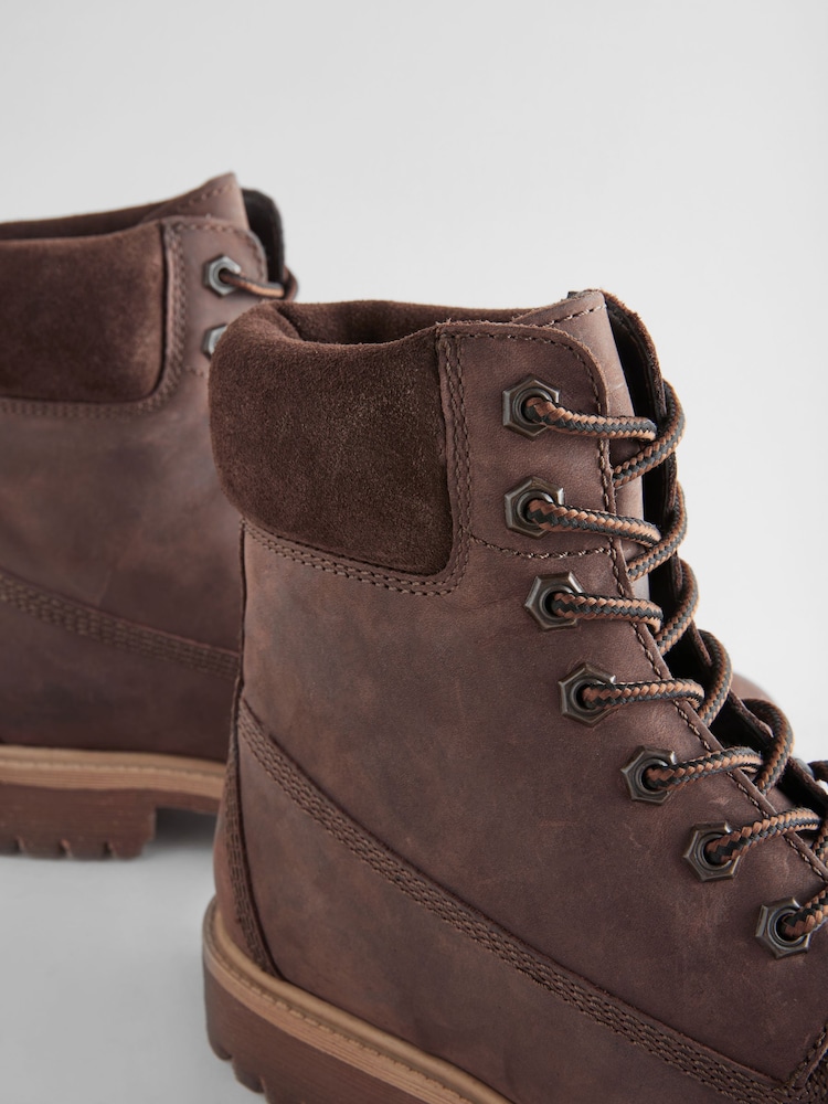 Brown Leather Lace-Up Boots - Image 4 of 6