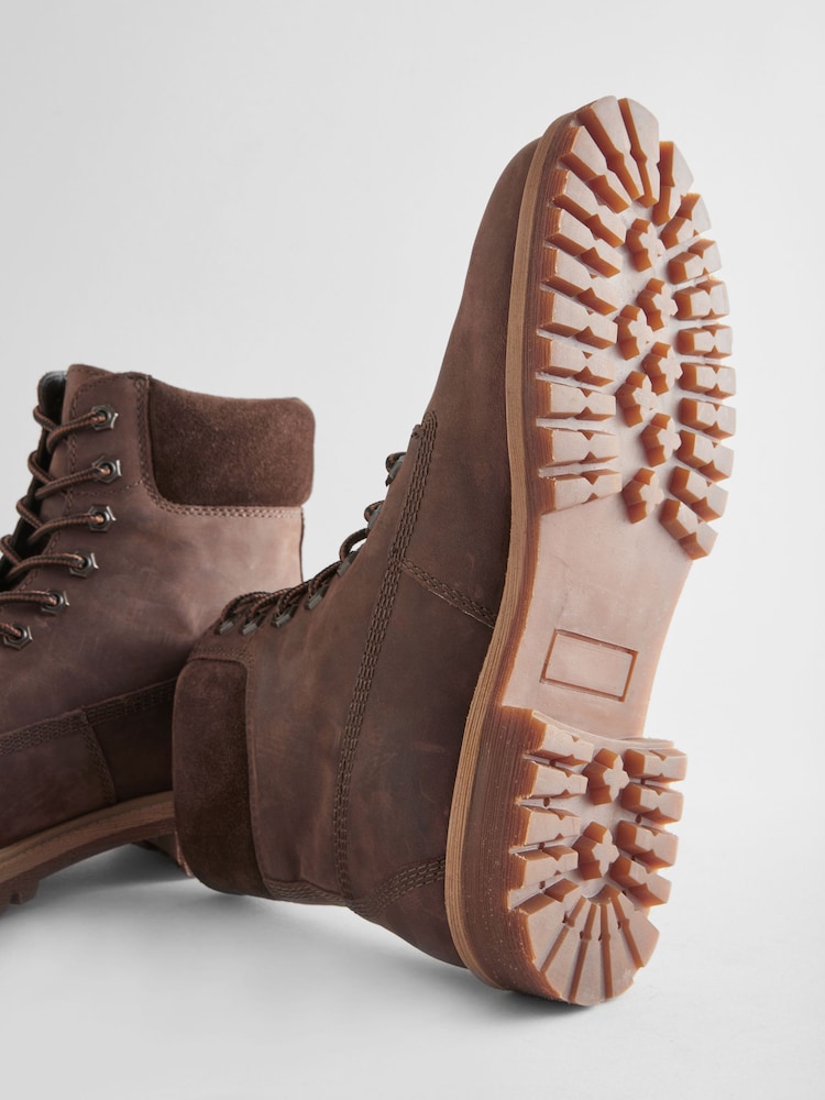Brown Leather Lace-Up Boots - Image 5 of 6