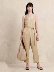 Banana Republic Neutral Linen-Blend Jumpsuit - Image 1 of 1