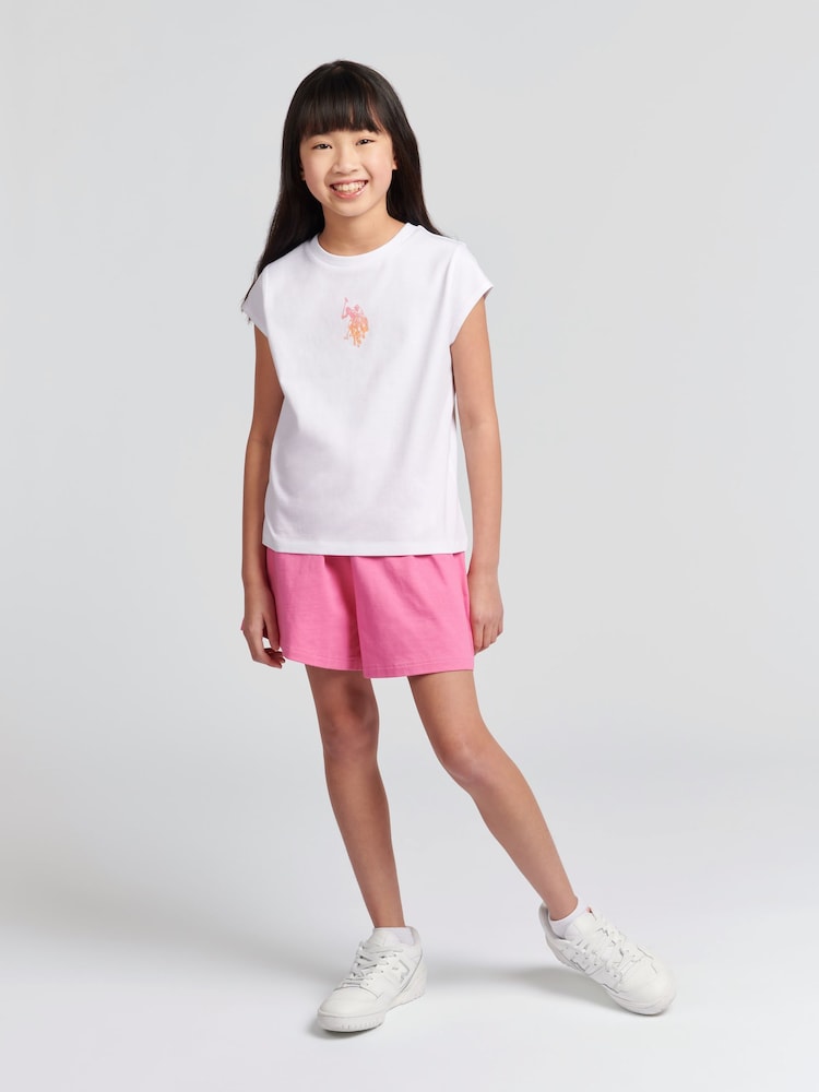 U.S. Polo Assn. Natural Girls Ombre Bermuda 100% Cotton Shorts & T-Shirt Set - Image 2 of 9