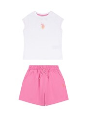 U.S. Polo Assn. Natural Girls Ombre Bermuda 100% Cotton Shorts & T-Shirt Set - Image 7 of 9