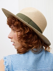 Oliver Bonas Green Twist Bow Fedora Hat - Image 6 of 7