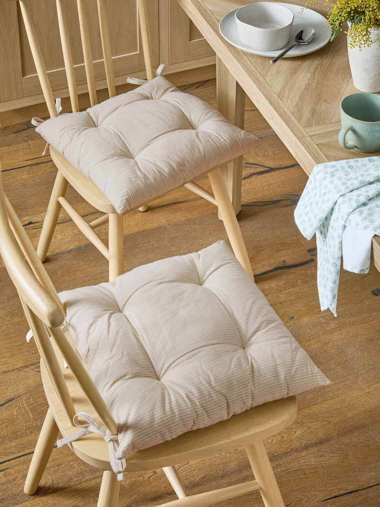 Natural Bronx Stripe Set of 2 Chair Dining Bench and Seat Cushions - Image 1 of 5