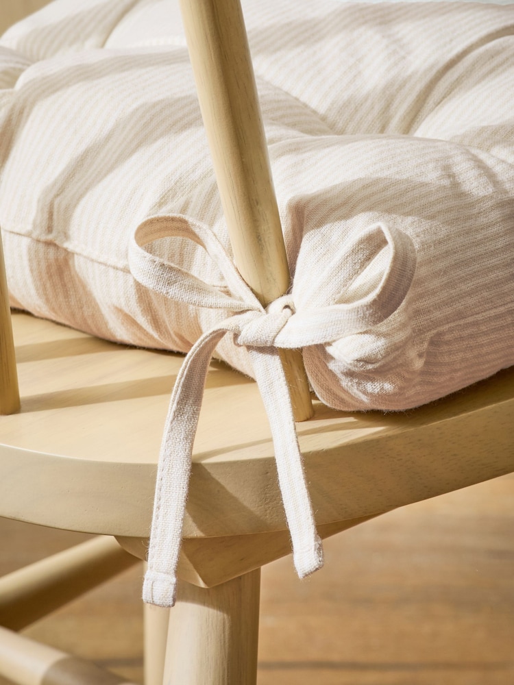 Natural Bronx Stripe Set of 2 Chair Dining Bench and Seat Cushions - Image 3 of 5