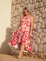 Live Unlimited Red Curve Abstract Print Sleeveless Maxi Dress - Image 2 of 9