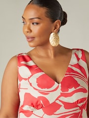 Live Unlimited Red Curve Abstract Print Sleeveless Maxi Dress - Image 5 of 9