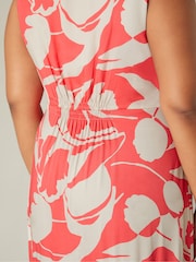 Live Unlimited Red Curve Abstract Print Sleeveless Maxi Dress - Image 7 of 9