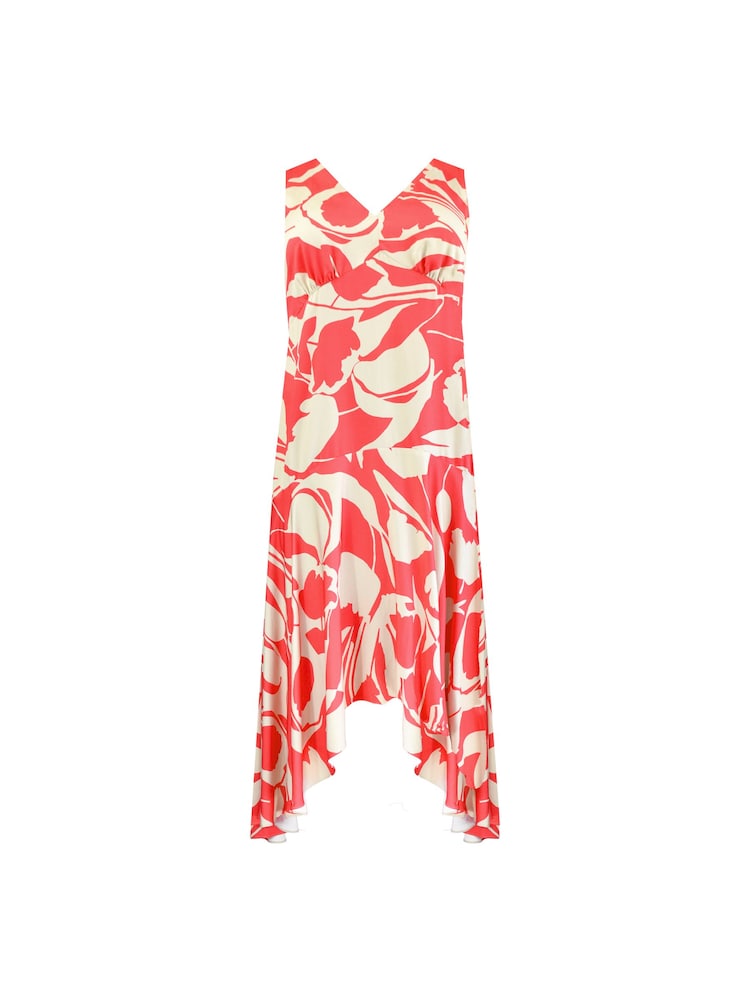 Live Unlimited Red Curve Abstract Print Sleeveless Maxi Dress - Image 9 of 9