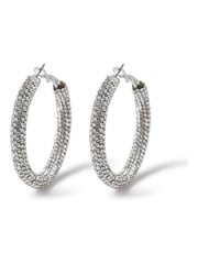 Aela Silver Tone Sparkle Tube Hoops - Image 1 of 2