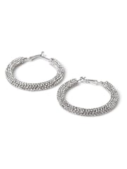 Aela Silver Tone Sparkle Tube Hoops - Image 2 of 2