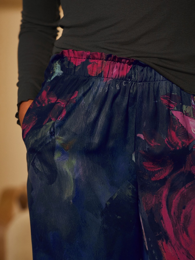 Buy B by Ted Baker Charcoal Floral Print Jersey Rib Satin Pyjamas - Main Image